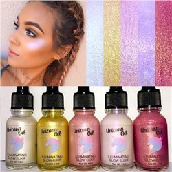жидкие хайлайтер  Face Highlighter Makeup Glow Unicorn Highters Unicorn Oil Illuminating Glow Elixir