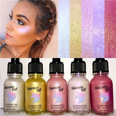 жидкие хайлайтер  Face Highlighter Makeup Glow Unicorn Highters Unicorn Oil Illuminating Glow Elixir