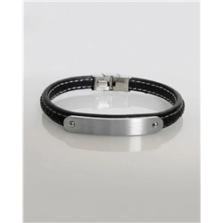 Браслет из стали на кожаном ремешке