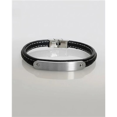 Браслет из стали на кожаном ремешке
