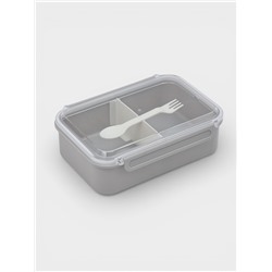 Ланч - бокс, контейнер для еды «Нордик», с приборами, 2 ячейки, 1.5 л, 22.5×17×8 см, пластик, серый