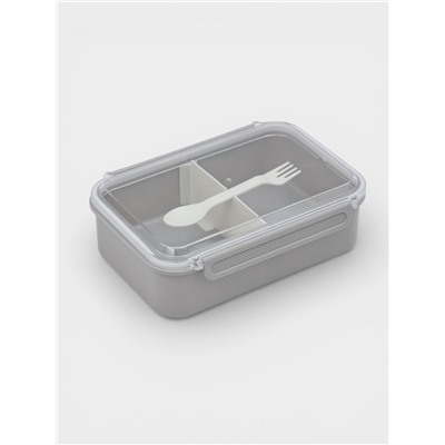 Ланч - бокс, контейнер для еды «Нордик», с приборами, 2 ячейки, 1.5 л, 22.5×17×8 см, пластик, серый