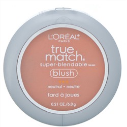 L'Oreal, Румяна True Match Super-Blendable Blush, оттенок N5-6 «Абрикосовый поцелуй», 6 г