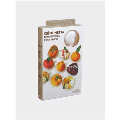 Форма для муссовых десертов и выпечки KONFINETTA «Сердца», 30×17.5×3 см, 8 ячеек (6.2×6 см), силикон, белая