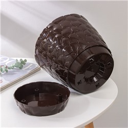 Горшок для цветов с поддоном «Камешки», 5 л, пластик, шоколадный