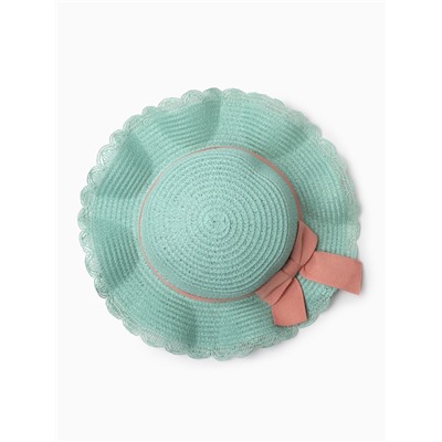 Шляпа для девочки с бантом MINAKU, размер 52, голубая