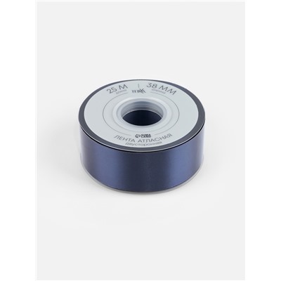 Лента атласная TEIRA, двухсторонняя, 38 мм, 25±1 м, тёмно-синяя