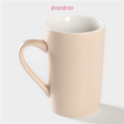 Кружка Доляна Good morning. Tea, 385 мл, фарфор, бежевая