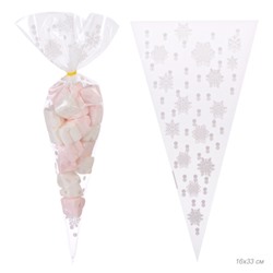 Пакет подарочный конус 150 штук 33х16 см Снежинки / NG1054 /уп 100/