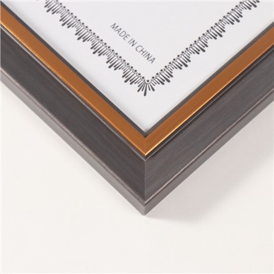 Фоторамка для фото А4 «Вайолетт», пластик, серая с золотой полосой, 1.5×25.4×34 см