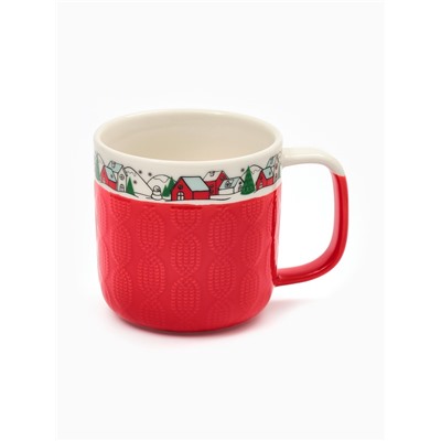 Кружка новогодняя керамическая «Новогодняя деревушка», 350 мл, ручная работа