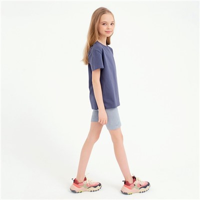 Футболка для девочки MINAKU: Basic line, тёмно-синяя, рост 140 см