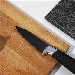 Нож кухонный с антиналипающим покрытием Доляна «Супер-блэк», лезвие 8.5 см, чёрный