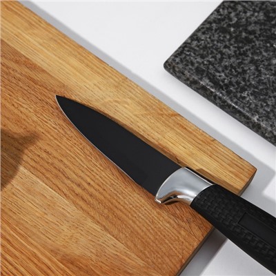 Нож кухонный с антиналипающим покрытием Доляна «Супер-блэк», лезвие 8.5 см, чёрный