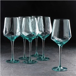 Набор бокалов из стекла для вина Magistro «Дарио», 500 мл, 7.3×25 см, 6 шт., цвет изумрудный