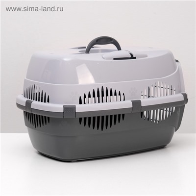 Переноска для животных до 12 кг «Пижон», 49×33×32 см, металлическая дверь, пластик, серая