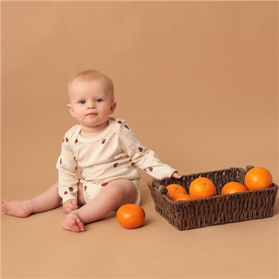 Боди с длинным рукавом «Крошка Я» Oranges, размер 62-68, молочное