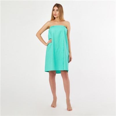 Полотенце вафельное для бани «Экономь и Я» (парео женское), 80×144 см, цвет бирюзовый