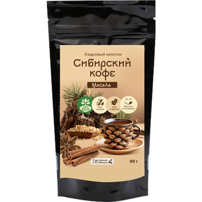 Кедровый напиток Сибирский кофе МАСАЛА  / 90 г / дой пак / Сам бы ел
