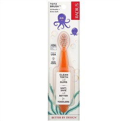 RADIUS, Totz Toothbrush, 18 + Months, Extra Soft, Orange Sparkle, 1 Toothbrush