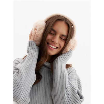 Меховые наушники складные женские MINAKU, бежевые, размер 54-58