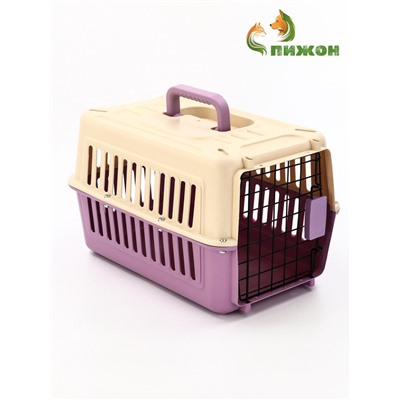 Переноска для животных, 44×31×27 см, пластик, бежевая, лавандовая