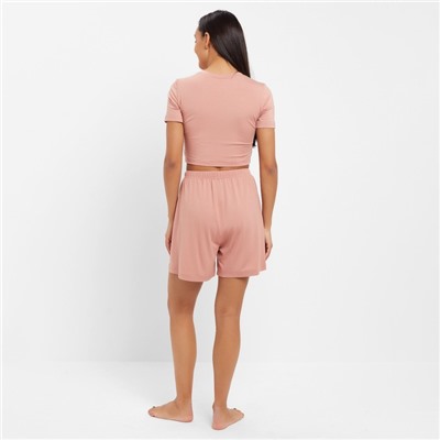 Пижама женская (футболка, шорты) MINAKU: Home collection, размер 42, розовая