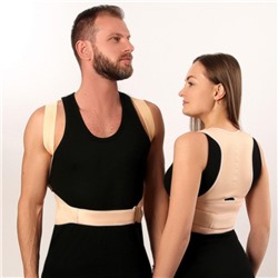 Массажёр - фиксатор для осанки и поясницы, на фастексах, размер S/M, бежевый