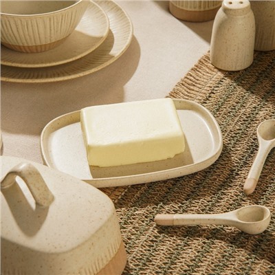Маслёнка SL Home «Виенто», 18.5×13×10.5 см, керамика, бежевая