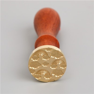 Печать для сургуча с деревянной ручкой «Радуга в облаках», 9×2.5×2.5 см