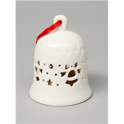 Ёлочный шар с подсветкой «Колокольчик», 10.5×8.3×8.3 см, 1 LED, керамика, от батареек LR44×3, керамика, свечение тёплое белое