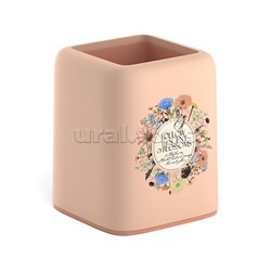 Подставка настольная пластиковая Forte, Wild Flowers, розовая с персиковой вставкой