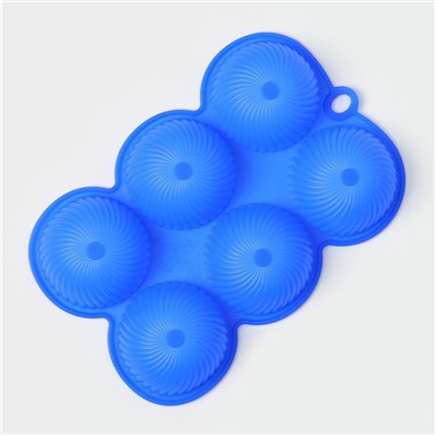 Форма для выпечки «Купол», 25×16×3.5 см, 6 ячеек (d=7 см), силикон, МИКС