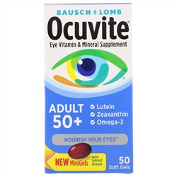 Bausch & Lomb, Ocuvite, для взрослых старше 50 лет, витаминная и минеральная добавка для глаз, 50 мягких таблеток