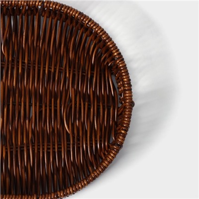 Корзинка для фруктов и хлеба Доляна «Огайо», 31×21×5 см, пластик, плетёная, овальная, коричневая