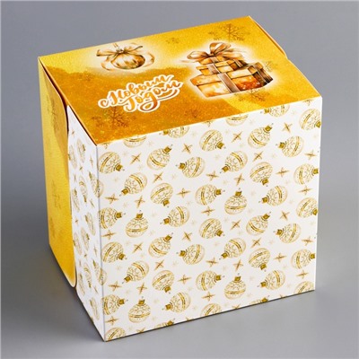 Коробка под бенто - торт с окном новогодняя «Исполнения желаний», 16×16×12.5 см