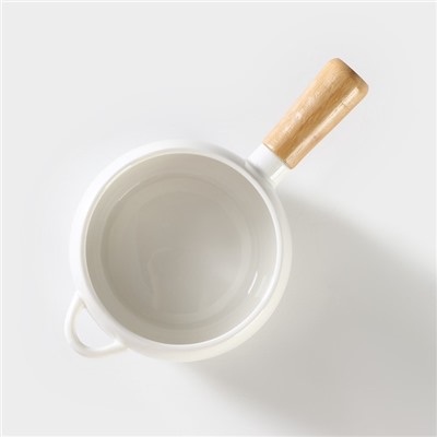 Супница BellaTenero, 400 мл, 20.5×11.5×6.5 см, с ручкой, на бамбуковой подставке, фарфор, белая