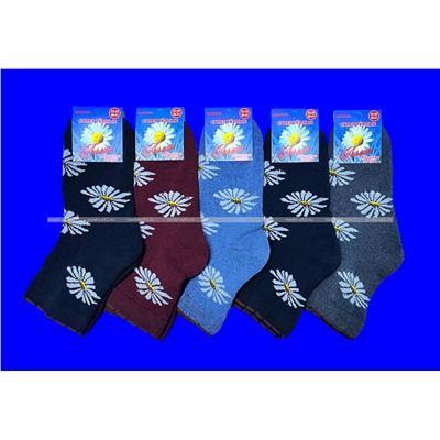 Лилия носки женские внутри махра со слабой резинкой  Ромашки