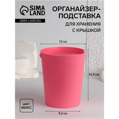 Органайзер для хранения, с крышкой, 1 секция, 14.5×12×9.2 см, МИКС