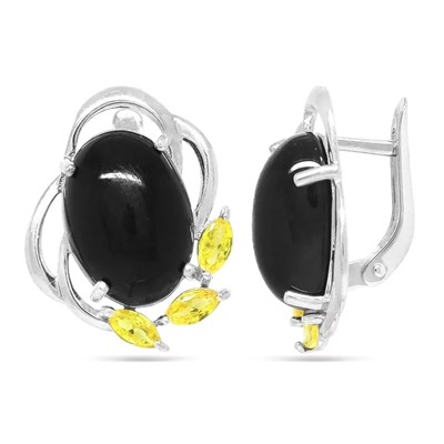 Серьги из серебра агат, цитрин, СПН4047