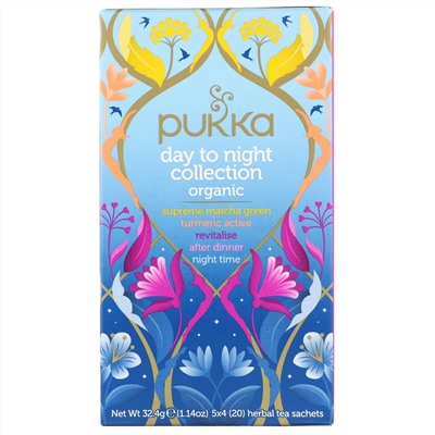 Pukka Herbs, Коллекция органических чаев «Day to Night», 20 пакетиков с травяным чаем, 32,4 г