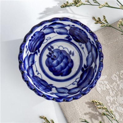 Розетка под варенье гжель «Орнамент», бело-синий, керамика
