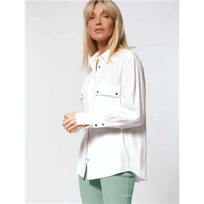 Блузка из премиальной вискозы и лиоцелла с удлиненным манжетом