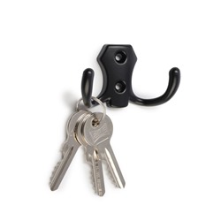 Крючок мебельный ТУНДРА КМ201BL, двухрожковый, черный