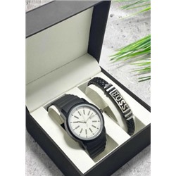 Подарочный набор для мужчины часы и браслет + коробка #22853351
