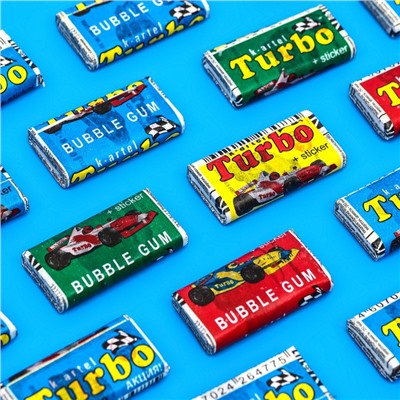 Жевательная резинка Турбо спорт гонки, со вкусом дыни, арбуза, яблока, персика, 20 шт. по 4.5 г