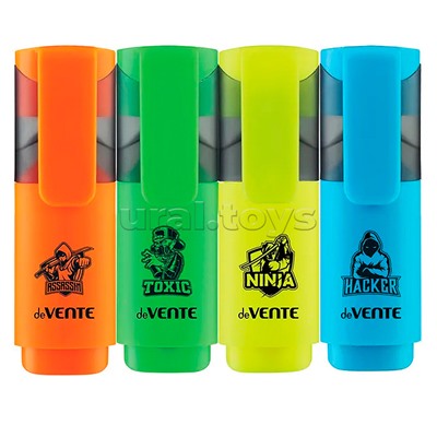 Набор маркеров-выделителей "SuperHero" (04 цв - зеленый, желтый, оранжевый, голубой)