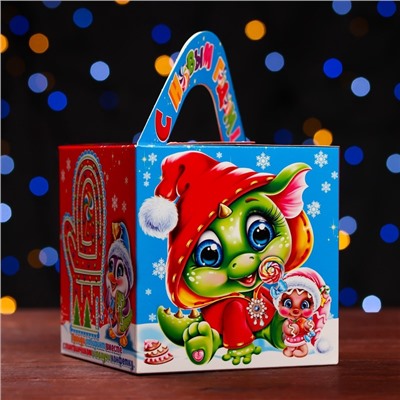 Подарочная новогодняя коробка «Изумрудная парочка», кубик большой 12×12×12 см