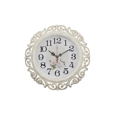 Часы настенные интерьерные «Хостон», бесшумные, плавный ход, d=40.5 см, циферблат d=26 см, белые, от батарейки 1×АА