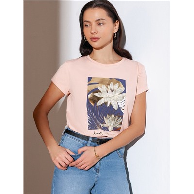 Свободная футболка с принтом из премиального хлопка с эластаном